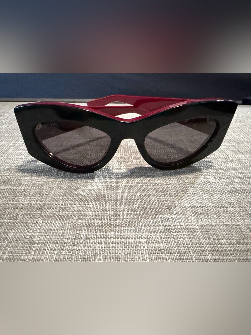 Gucci Black and Burgundy Cat-Eye Sunglasses GG1843S 53 eye size